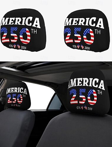  2 Stück Autositz-Kopfstützenbezüge zum 250. Jahrestag der amerikanischen Unabhängigkeit (1776–2026), robuste Wirbelsäulenstütze für lange Fahrten, universell passend für Pkw, Lkw und SUVs