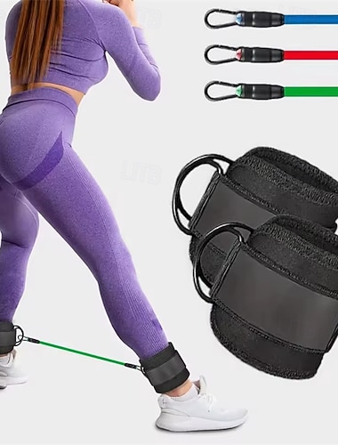  Ankelmotstandsbånd, treningsbånd med mansjetter, treningsutstyr for setemuskler, treningsutstyr for rumpe og ben for kvinner