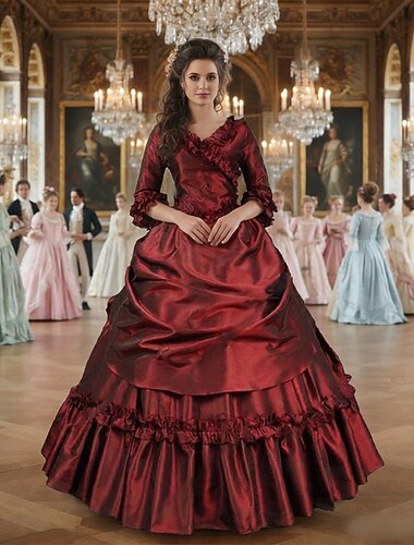  Rococo Victorienne 18ème Siècle Robe Costume de fête Bal Masqué Manche Volants Marie-Antoinette Grande Taille Robe de bal Déguisement Femmes Fille Royal Carnaval Mascarade Carnaval Performance Fête