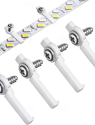  100 clips de fixation pour ruban LED, support de montage, clips de fixation d'un côté et 100 vis pour ruban LED 3528/5050 non étanche de 10 mm de large (blanc).