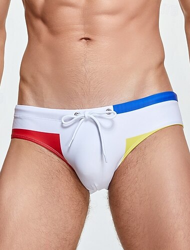  Herren Badeshorts Badehose Badehosen Farbblockierung Kordelzug Schnelltrocknend Elastisch Atmungsaktiv Bademode Surfen Wassersport Schwimmen Sommer