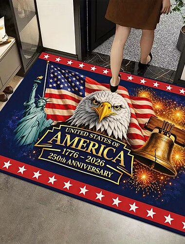  Zerbino per la porta d'ingresso in occasione del 250° anniversario degli Stati Uniti, con aquila calva, bandiera e campana della libertà, per celebrare il periodo 1776-2026, decorazione patriottica per l'ingresso.