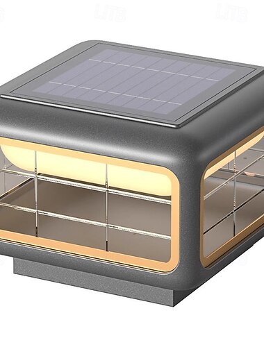  Solar paalkappen met IP65 waterdichte, moderne kolomkappen, buitenverlichting, padverlichting, pilaarverlichting, waterdichte LED-verlichting op zonne-energie voor gazon, landschapsverlichting en