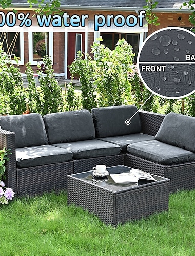  Housses de coussins d'extérieur imperméables en TPU, housses de protection pour canapés et fauteuils de jardin.