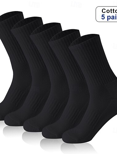 Herren 5 Paare Socken Laufsocken Freizeitsocken Schwarz Weiß Farbe Einfarbig Einfach Outdoor Urlaub Sport Dünn Mittel Sommer Frühling Winter Herbst Mode Streetwear