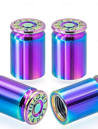  4 bouchons de valve de pneu en forme de douille de balle, en alliage d'aluminium, pour voitures, SUV, camions, vélos, motos et bicyclettes.