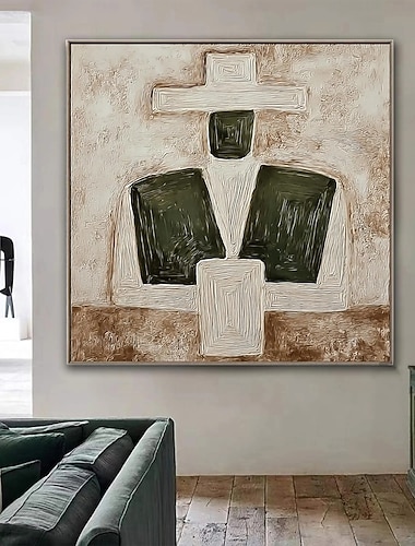  Originales Ölgemälde eines Western-Cowboys mit großem Hut, modernes Männerporträt für die Heimdekoration, gesichtslose Kunst im grünen Wabi-Sabi-Stil