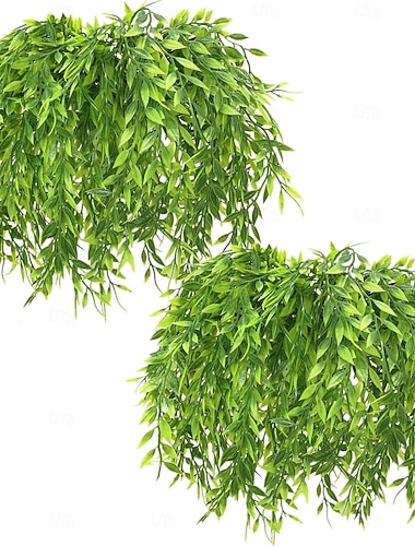  8-pakning kunstig pil, UV-bestandige plastplanter grønne blader falsk hengende vinranke imitert eføy til hjem innendørs utendørs hagedør vegg gjør-det-selv kurvplantefyll bryllupsfestdekorasjon