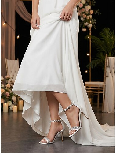  sandali da donna con tacco alto color avorio bianco - eleganti scarpe da sposa con cinturino in cristallo per matrimoni in città
