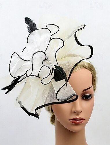  fascinators Fjer Organza Bryllup Fødselsdag Elegant Årgang Sød Stil Med Fjer Tyl Medaljon Hovedbeklædning