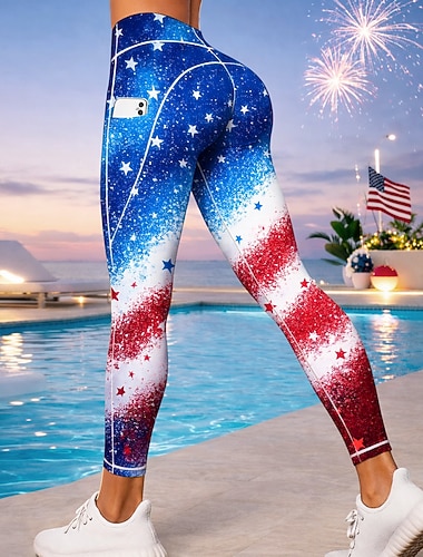 Itsenäisyyspäivä Yhdysvaltain kansallispäivä Amerikan itsenäisyyspäivä Naisten Vapaa-ajan leggingsit Urheilulegginsit Joogahousut Taskut Leimavero Tilkkutäkki Pilates Kuntosali Jooga Housut Leggingsit