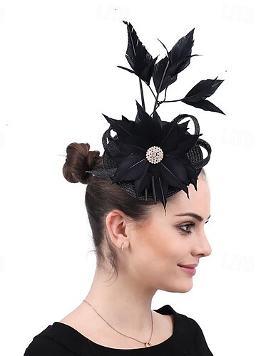  Fascinadores Palha Casamento Aniversário Vintage Estilo bonito Retro Com Penas Capacete Chapéu