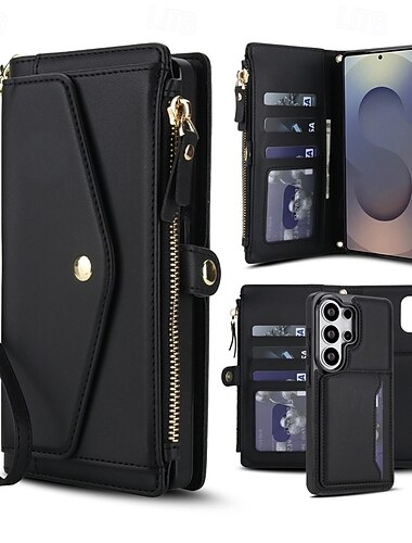  telefoon hoesje Voor Samsung Galaxy S26 S26 Plus S26 Ultra Wallet Card Case Afneembaar Rits Volledig lichaamsbeschermend Retro PU-nahka
