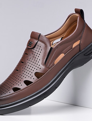  Herre sommerloafers i kunstskinn – perforert slip-on-design, lette og komfortable, egnet for reiser, uformelle utflukter og daglig fritidsbruk