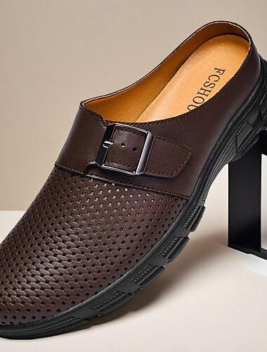  Bruine instappers van imitatieleer voor heren – ademende, geperforeerde comfortschoenen voor casual, zakelijke en dagelijkse gelegenheden.