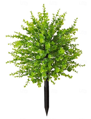  Künstlicher Eukalyptusbaum, 50 cm hoher, künstlicher Eukalyptusbaum mit Erdspieß, naturgetreues Grün für drinnen und draußen, für Terrasse, Garten und als Fotodekoration