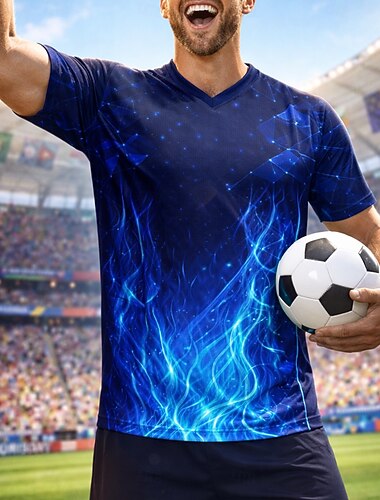  Per uomo Astratto Francia Maglioni Maglia da corsa Estate Manica Corta UPF 50 Asciugatura Rapida Traspirante Casuale Corsa Jogging Fitness Blu abbigliamento sportivo Abbigliamento sportivo