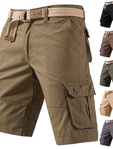  Herren Cargohose Cargohosen Cargo-Shorts Shorts Freizeitshorts Knöpfe Mehrere Taschen Einfach Komfort Atmungsaktiv Knielang Lässig Outdoor Urlaub Mode Streetwear Schwarz Gelb Unelastisch
