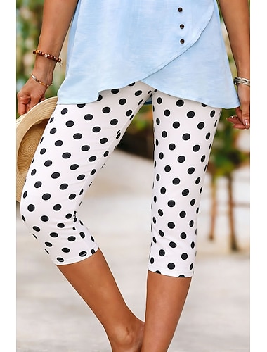  Damen Caprihose Chinos Leggings Urlaub Mode Streetwear Capris Hohe Taille Grafik Tupfen Komfort Weich Bequem Dehnbar Täglich Outdoor Urlaub Blau Weiß Rosa Purpur Sommer Frühling Herbst Schmale