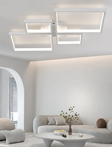  Nowoczesna, ściemnialna lampa sufitowa LED z pilotem, 4 głowice, aluminiowa oprawa oświetleniowa do wnętrz, do salonu, sypialni, jadalni, biura i kuchni, 110-240 V