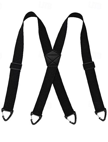  Hosenträger für Herren mit 4 Clips, verdeckt unter der Kleidung zu tragen, mit 4 Druckknopfschlaufen (3,8 cm breit), Bergsteigergurt, Outdoor-Herren-Bergsteigergurt mit Schnalle, elastischer