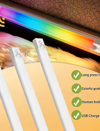  3er-Pack RGB-Atmosphären-Schrankleuchten mit magnetischer Induktion, LED-Bewegungssensor, kabellose Nachtlichter für Schränke, Kleiderschränke und Schlafzimmer – kein Bohren oder Verlegen von Kabeln