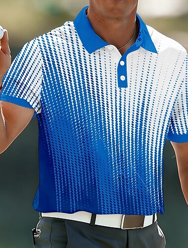  Herren Geometrisch Golf Sport-Poloshirts Kurzarm Polo-Shirts Hemden mit Kragen Lässig Athleisure Knöpfe Atmungsaktives Gewebe Frühling & Sommer Blau Purpur Orange