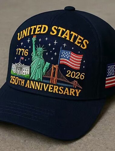  Hombre Unisexo Sombrero del 250 aniversario de Estados Unidos Gorra de Béisbol Sombrero para el sol Sombrero del camionero Negro Rojo Poliéster / Poliamida Ajustable Patriótico Vacaciones Deportes