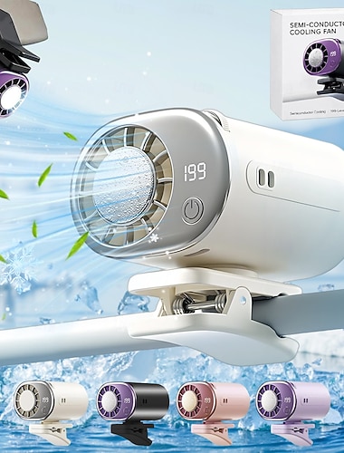  2026 Auto-Klimaanlagenlüfter zum Aufstecken mit 16°C Halbleiter-Kühlchips, 199 einstellbaren Geschwindigkeiten und LED-Anzeige &360° drehbarer, tragbarer persönlicher Kühlventilator für Auto, Büro,