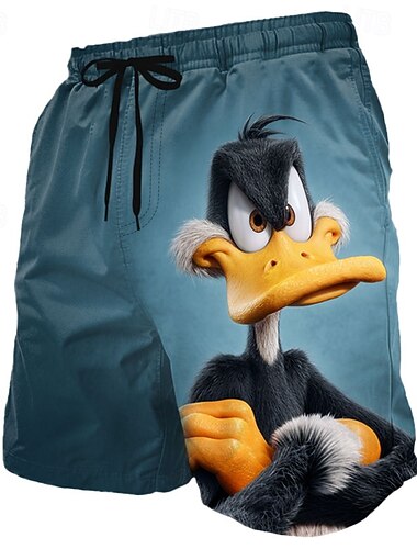  Herre Morsom And tegneseriedyr Badeshorts Badedrakter Badeshorts Surfeshorts Medium Midje Hawaiisk Strandferie Sidelommer Mesh fôr Elastisk snøring i midjen Designer Klær