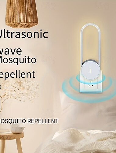  Ultrasone muggenverjager met stekker, elektronische ongediertebestrijding binnenshuis met nachtlampje, stille muggenverjager voor huis, slaapkamer, woonkamer, niet-giftig &Veilig voor kinderen en