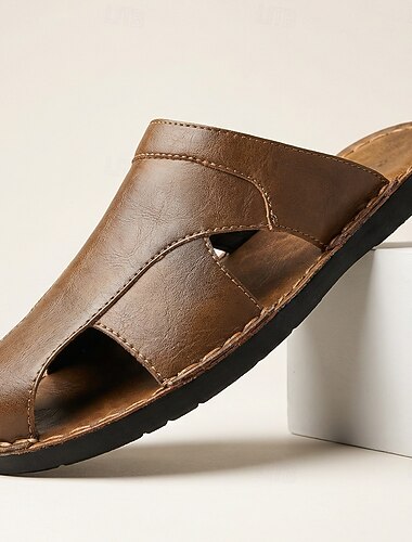  Sandali da uomo marroni a ciabatta, pantofole casual a punta aperta, scarpe estive morbide e comode per vacanze al mare, resort, viaggi, uso domestico, tempo libero all'aperto e stile rilassato di tutti i giorni.