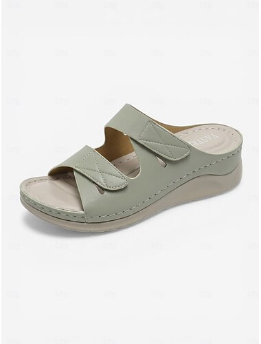  صنادل نسائية مريحة وداعمة لقوس القدم باللون البني الفاتح - شباشب منزلقة بحزام مزدوج قابل للتعديل، أحذية ناعمة مبطنة سهلة الارتداء للمنزل والسفر &الاستخدام اليومي