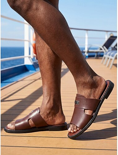  Hombre Minimalista Casual Isla y crucero Cuero PU Antideslizante Sin Cordones Negro Marrón Verano Primavera Todas las Temporadas