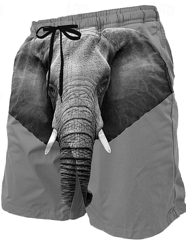  Herren Tiermotiv Elefant Badehosen Badeanzüge Badeshorts Boardshorts Mittlere Taille Hawaiianisch Strandurlaub Seitentaschen Netzfutter Elastischer Kordelzug in der Taille Designer Bekleidung