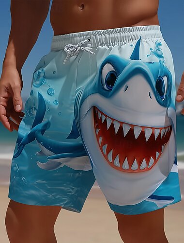  Homme Requin Drôle animaux de dessin animé Maillots de bain Maillots de bain shorts de bain Shorts de Surf Taille Moyenne Hawaïen Vacances à la Plage Poches Latérales doublure en maille Taille