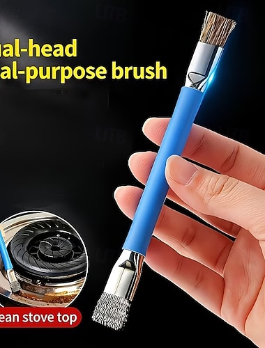  5-teiliges multifunktionales Edelstahl-Reinigungsbürsten-Set mit zwei Bürstenköpfen, Mehrzweck-Reinigungsbürste für Herdplatten und Platinenspalten, unverzichtbar für die Haushaltsreinigung, kleine