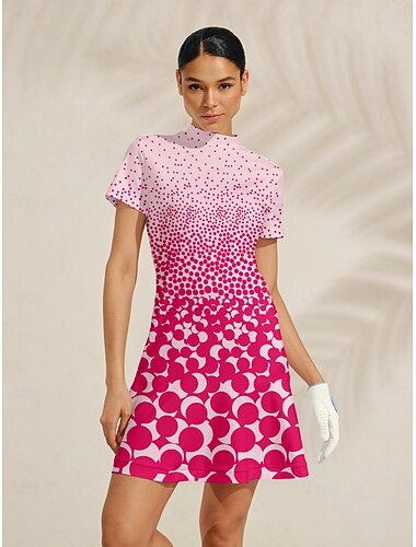  Damen Golfkleid Rosa Kurzarm Kleid Damen-Golfkleidung, Kleidung, Outfits, Kleidung