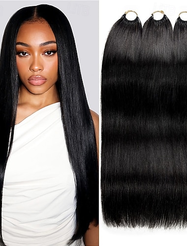  Schussfaden Haarverlängerungen Echthaar 1 Packung Packung Glatt Schwarz Haarverlängerungen