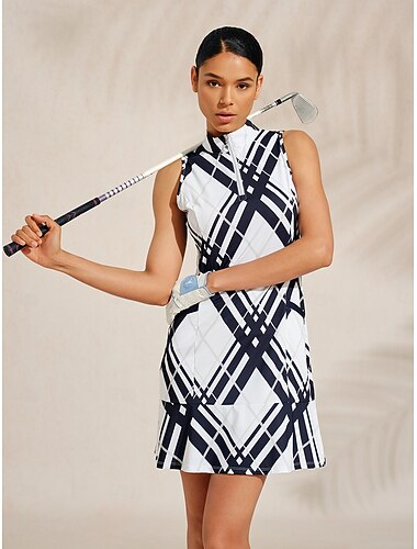  Damen Golfkleid Weiss + schwarz Ärmellos Kleid Damen-Golfkleidung, Kleidung, Outfits, Kleidung