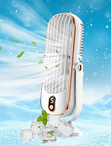  Bordvifte med LED-skjerm, bærbar minivifte USB-oppladbar, 5 hastigheter stille personlig kjølevifte med bordbase for reise, sminke, kontor, hjem, utendørs, stilig gave til kvinner