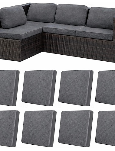 Conjunto de 8 capas elásticas para almofadas de pátio, capas impermeáveis de substituição para sofá externo. &Capas protetoras para sofás, capas para almofadas de móveis de jardim, protetores de
