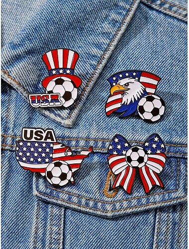  Broches de football en alliage pour hommes, modèles variés, pour supporters américains, idéales pour les matchs, les tenues de supporters, les événements sportifs et le quotidien.