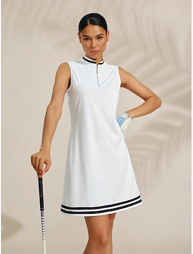  Naisten golf mekko Musta ja valkoinen Lyhythihainen Hameet Naisten Golfasut Vaatteet Asut Vaatteet