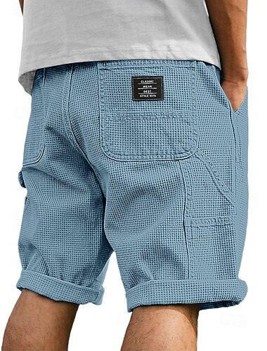  Homme Short gaufré Shorts cargo Shorts Short décontracté Avec Poches Taille Élastique Uni Texturé Confort Respirant Au dessus des genoux Occasionnel Extérieur Plage Vacances Mode Noir Blanche Non