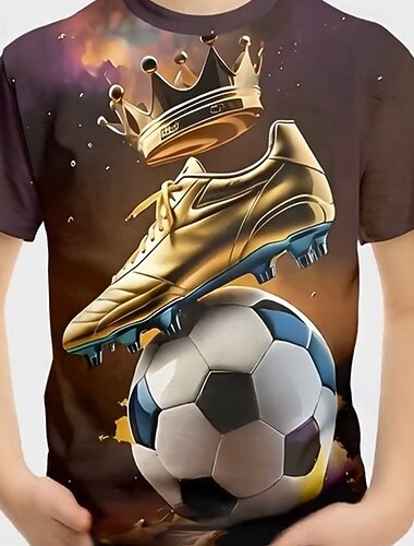  Pojkar 3D Grafisk Fotboll Fotbolls-T-shirts T-shirt Kortärmad 3D-tryck Sommar Vår Sport Mode Streetwear Barn 7 - 9 år Rund hals Ledigt Dagligen Utomhus Normal