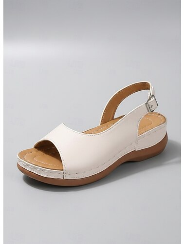  Hvite slingback-sandaler til dame – komfortable sandaler med justerbar spenne, ideelle for uformelle utflukter, sommerstrand og hverdagsbruk