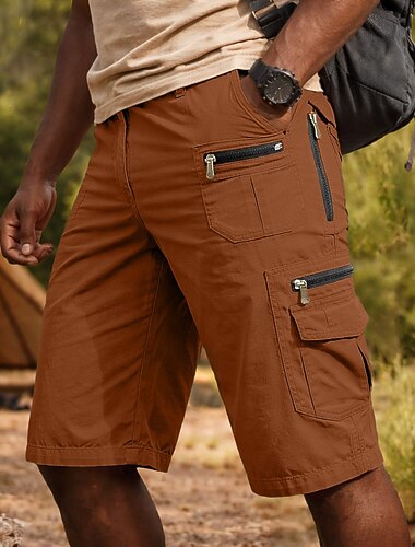  Homme Pantalon cargo Shorts cargo Shorts Short décontracté Avec Poches Taille Élastique Uni Longueur Genou Occasionnel Extérieur Vêtements de rue Mode Streetwear Noir Orange Non Elastique