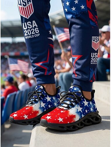  Herresneakers med patriotiske amerikanske flag – åndbare, lette sportssneakers til fodboldfans, fitnesscenter og rejser &hverdagstøj