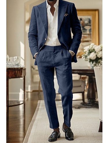  Menn Smokings Lindresser Skoleball Bryllup Hvit Rosa Sommer Jakke Spissjakkeslag Fest Lettvekt Ensfarget Skreddersydd 2-delt sett Enkelt Brystet To-knapp